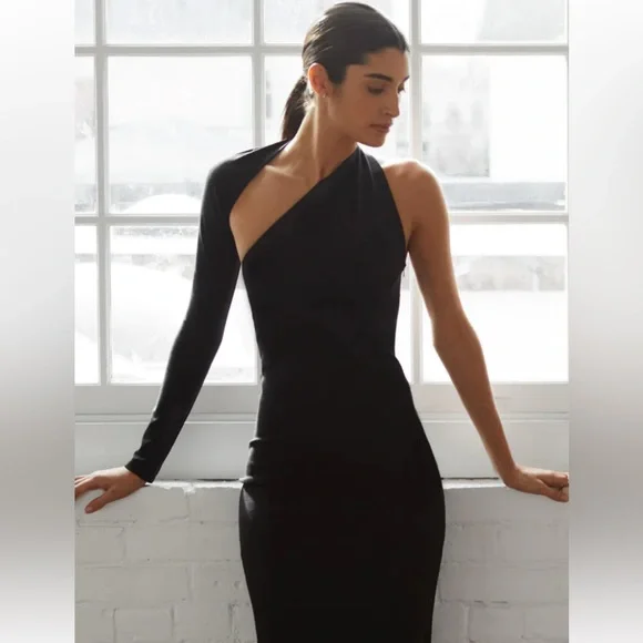 Marcella NYC Dresses Marcella One Shoulder Cotton Midi Dress